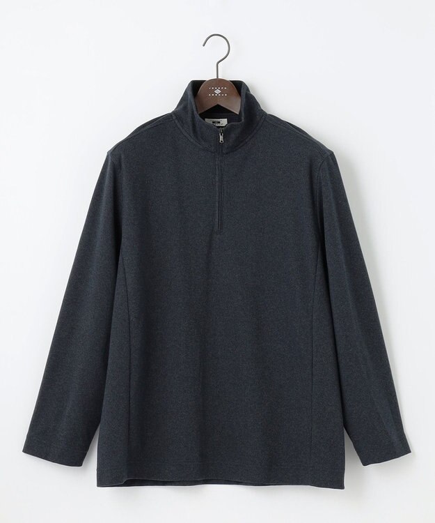 JOSEPH ABBOUD 【キングサイズ・保温性/軽量り/ジャパンファブリック】ストライプジャカードジップ  プルオーバー ネイビー系1