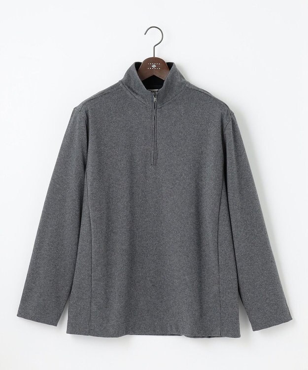 JOSEPH ABBOUD 【キングサイズ・保温性/軽量り/ジャパンファブリック】ストライプジャカードジップ  プルオーバー グレー系1