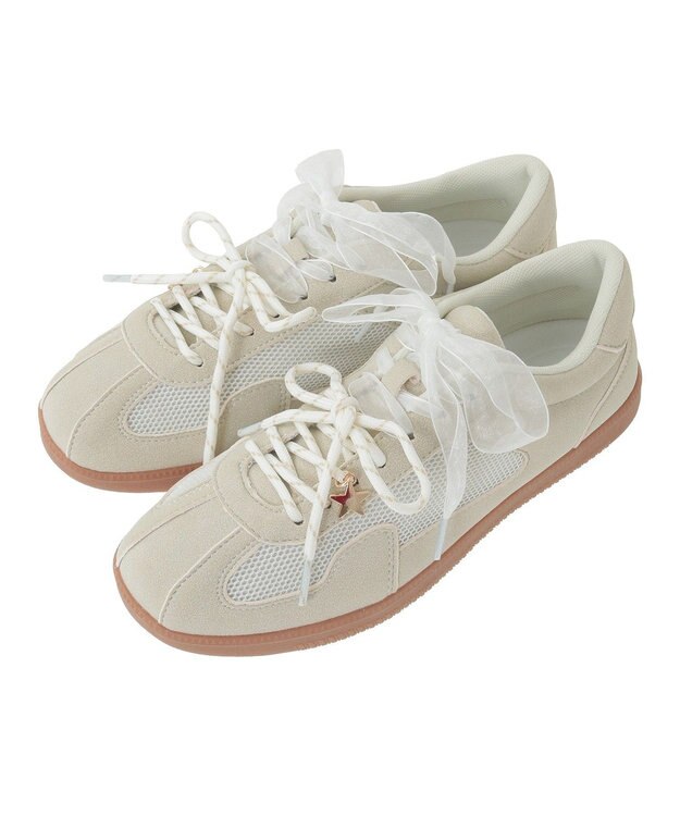 earth music&ecology チャーム付きＷリボンスニーカー Beige