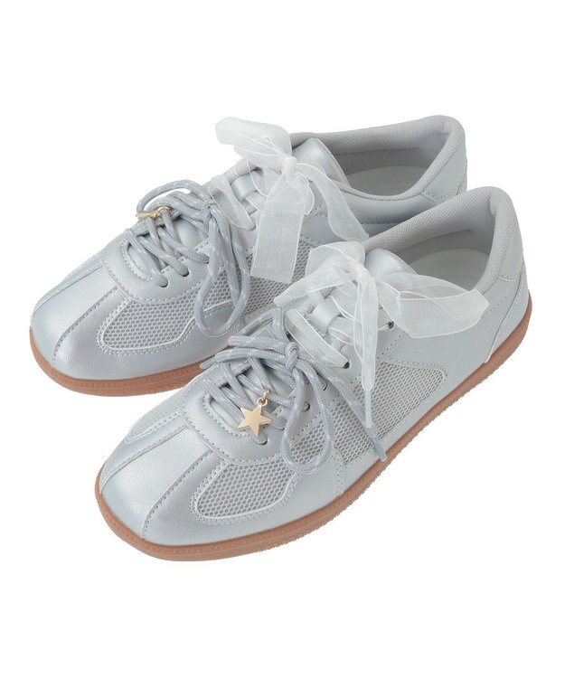 earth music&ecology チャーム付きＷリボンスニーカー Silver