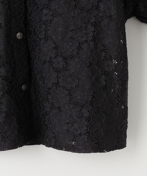 Feroux 【洗える】レース ブラウス ブラック系