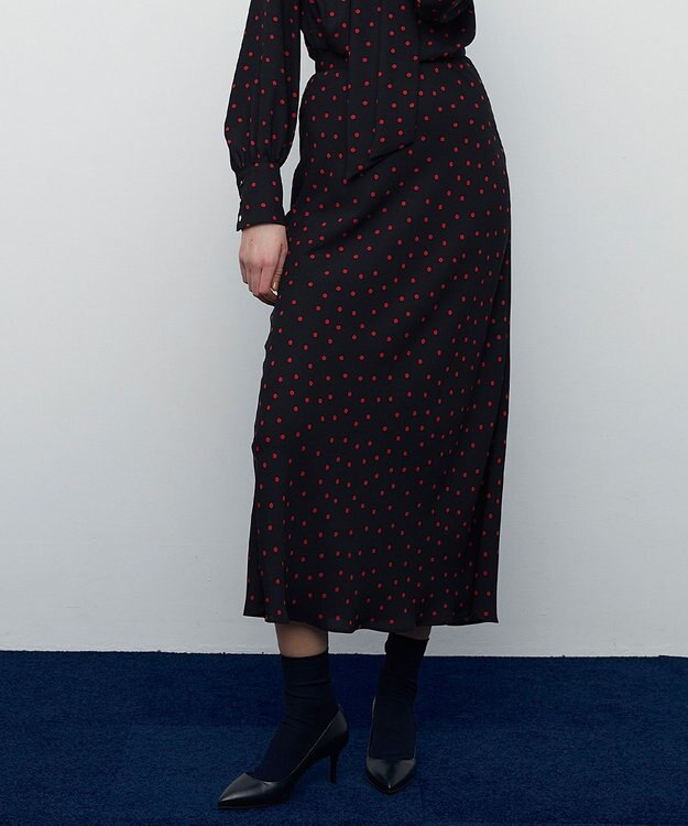 BEIGE， VIGNON / ドットスカート Navy×Red