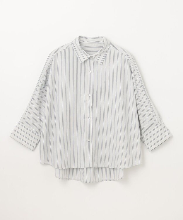 ANY L 【UVカット/抗菌防臭/速乾/手洗い可】エニィファンクション ストライプドルマンシャツ ブルーストライプ