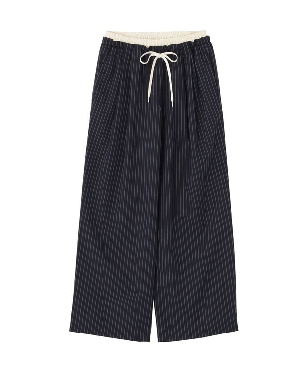 AMERICAN HOLIC 【マルチ機能】Wウエストパンツ Stripe Navy