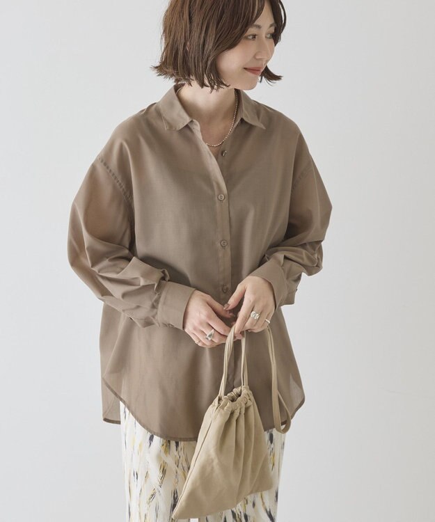 AMERICAN HOLIC 【イージーケア】シアーラウンドシャツ Mocha