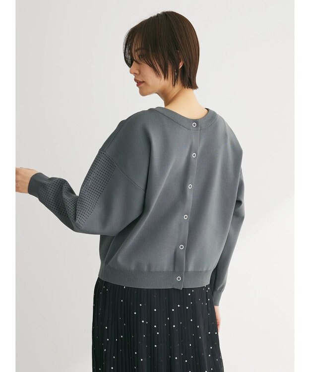 Green Parks ・ｆｕｒｒｙ　ｒａｔｅ　２ｗａｙかる~いニットカーデ Charcoal Gray