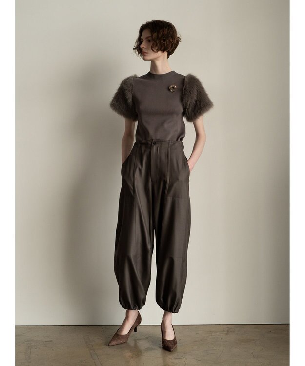 Te chichi スリーブファーニットプルオーバー《2025Autumn catalog item》 チャコールグレー