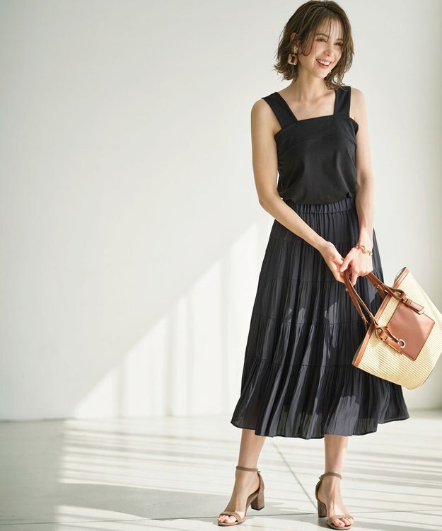 組曲 フェイクレザーコンビバスケットバッグ キャメル系