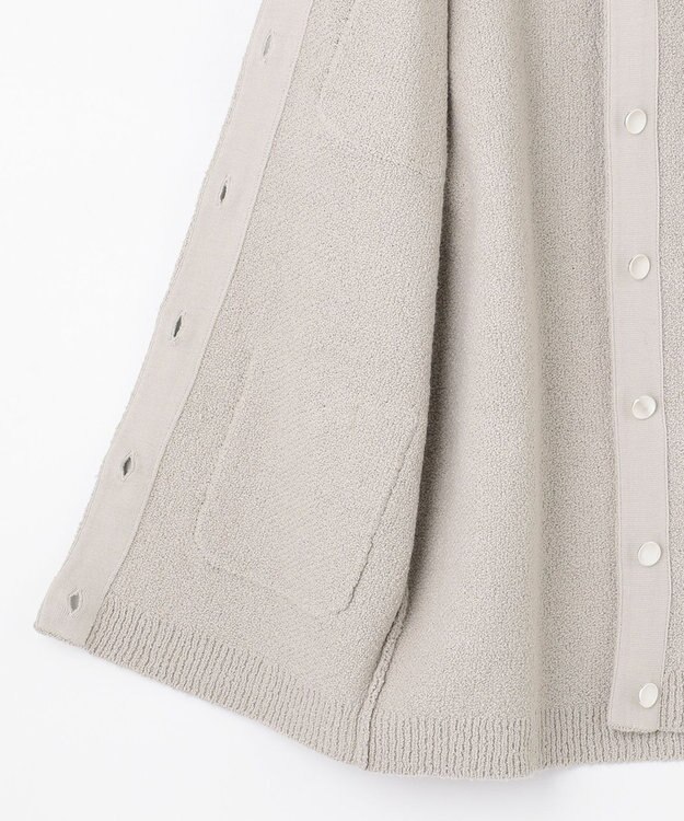 自由区 L 【洗える】テクスチャーコットンブレンド ニットアウター ライトグレー系