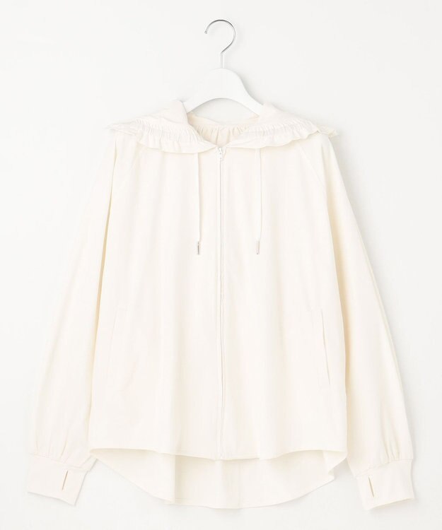 Feroux 【接触冷感・UVカット・吸水速乾】ラッシュガードフリル パーカー ホワイト系