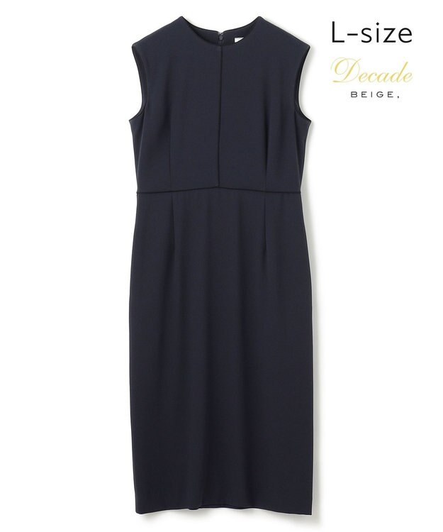 BEIGE， 【Lsize・セットアップ対応】CINDY / 配色ライン クルーネックドレス Navy x Black