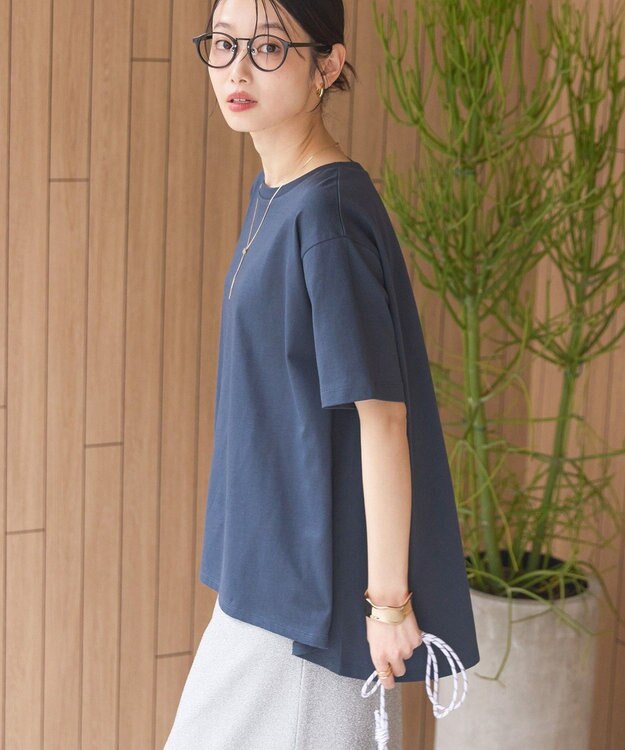 AMERICAN HOLIC 接触冷感バックフレア半袖プルオーバー Navy