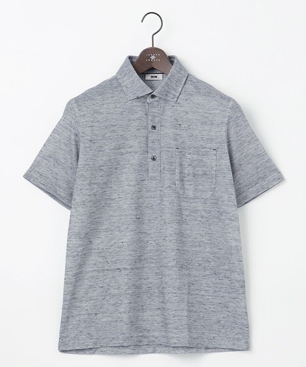 JOSEPH ABBOUD 【吸水速乾/軽量】リネンTOPピケ ポロシャツ ブルー系