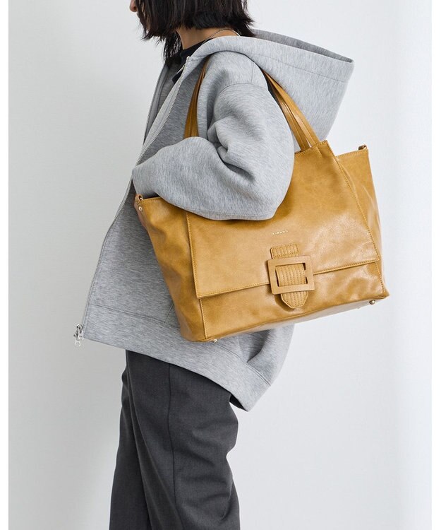 MioFIRANO バックル付きトートバッグ＆ショルダーバッグセット 2WAY A4サイズ対応　FIRANO フィラノ MUSTARD