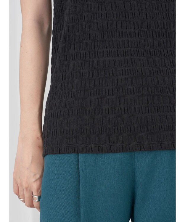 earth music&ecology シャーリングタンクトップ Black