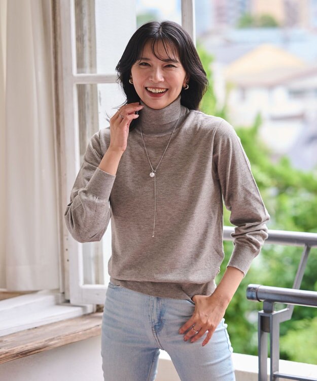 WEGO 【WEB限定/25年秋冬新作/洗濯OK/毛玉レス】タートルネックニット グレー