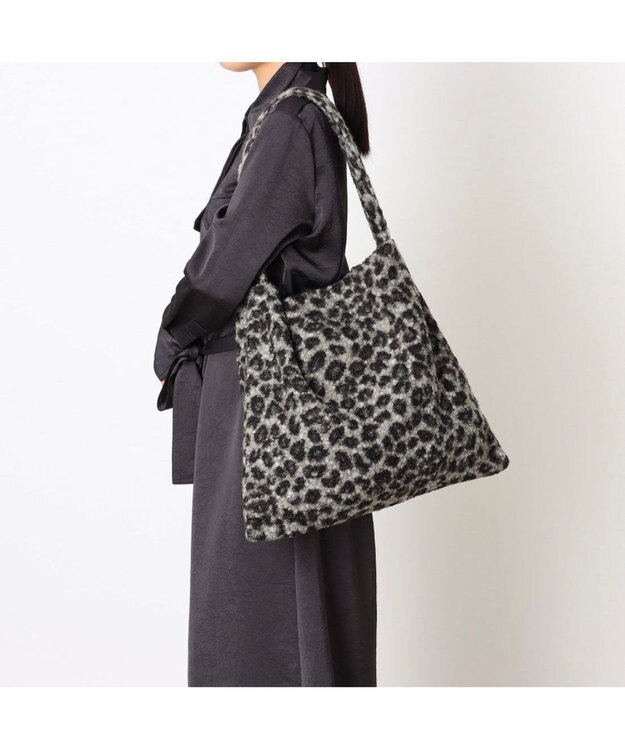 UNBILLION カシュカシュ cachecache / レオパードループツイードワンショルダートート GY