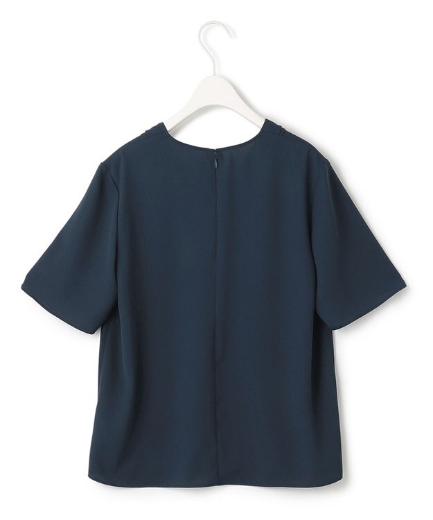 ICB 【洗える】ソフトジョーゼット Vネックブラウス ネイビー系