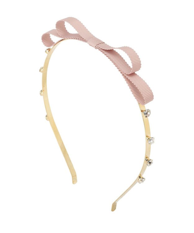 Maison de FLEUR グログランリボンメタルビジューカチューシャ Pink