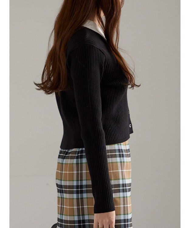 Te chichi ポロカラークロップトカーディガン ブラック