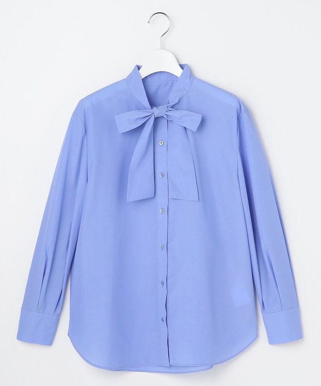 自由区 L 【カタログ掲載】ナチュラルタッチボウタイ ブラウス サックス