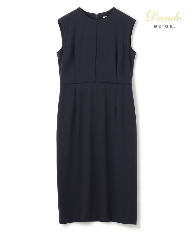 BEIGE， 【セットアップ対応】CINDY / 配色ライン クルーネックドレス Navy x Black