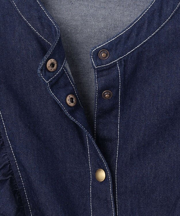 Feroux 【洗える】デニムミディ ワンピース ネイビー系