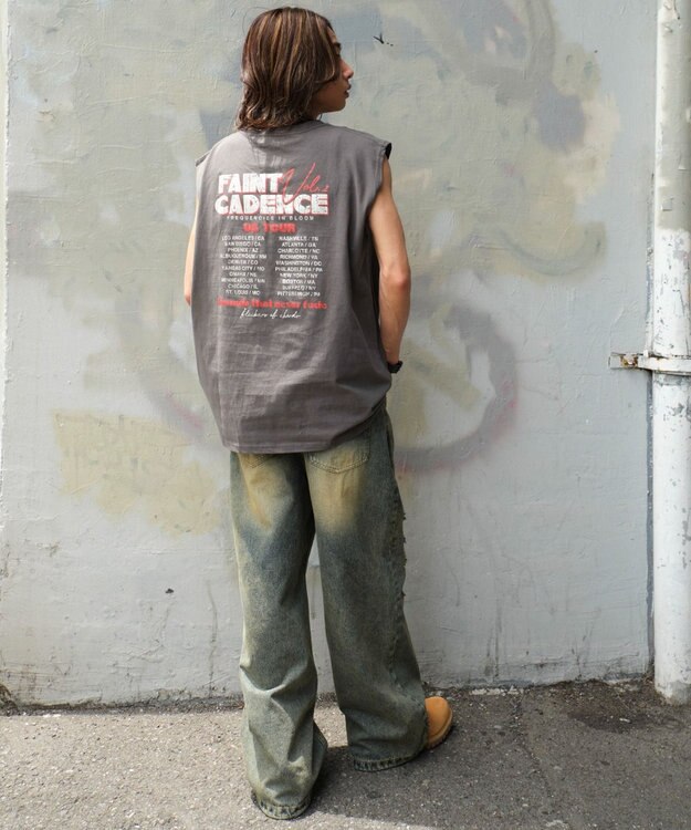 WEGO 【ユニセックス着用ITEM/MLサイズ展開】ヴィンテージライクグラフィックノースリーブ 柄13