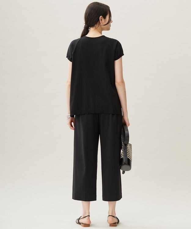 自由区 S 【洗える】ジョーゼットプリーツコンビ カットソー ブラック