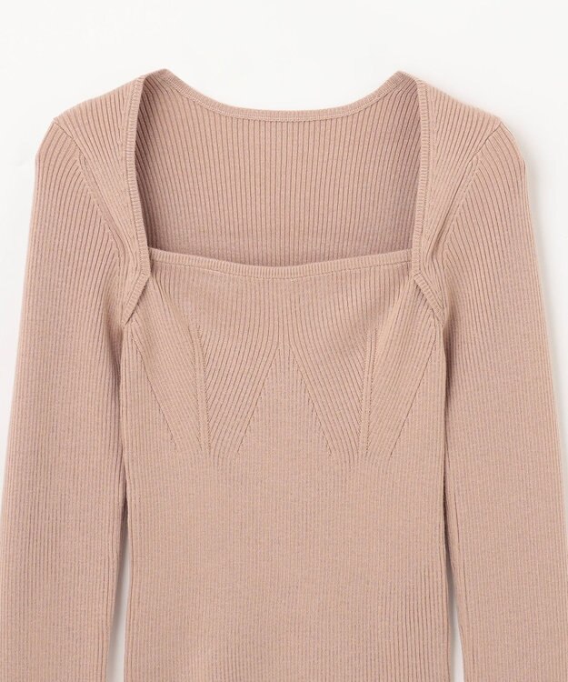 GRACE CONTINENTAL スクエアネックリブトップ ベージュ