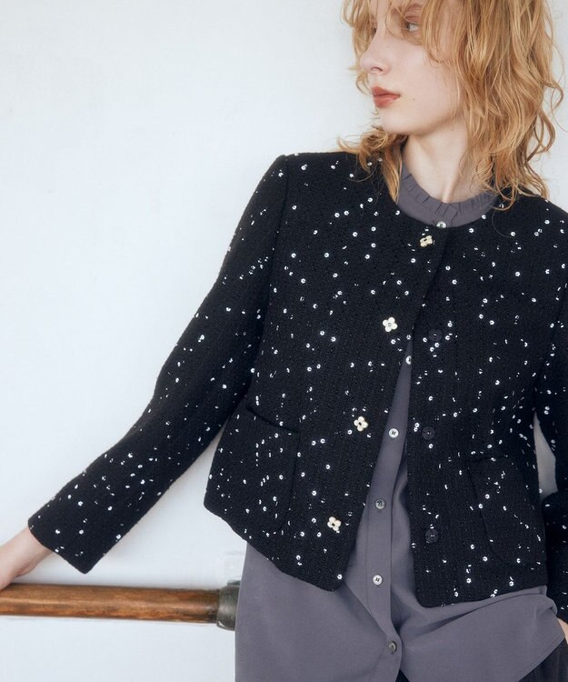 leur logette フラワーツイードジャケット flower quilting jacket | leur logette
