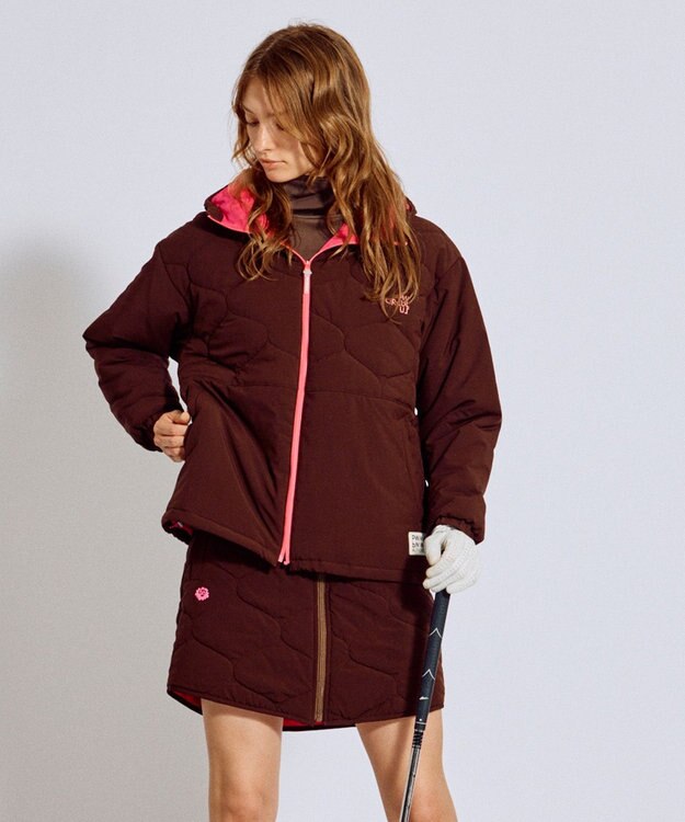 PW CIRCULUS 【撥水加工 / ストレッチ】【WOMEN】キルティング中綿ブルゾン ゴルフウェア レディース ダークブラウン系