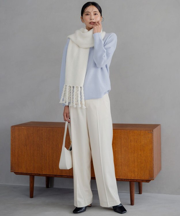 23区 S 【洗える】ウールカシミヤ Vネック ニット スカイブルー系