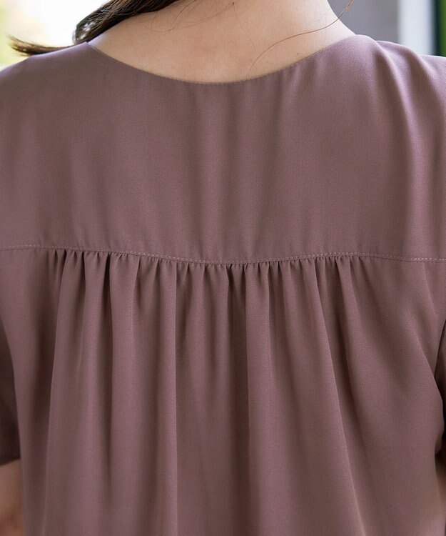 Tiaclasse 【洗える】シフォンフレアスリーブブラウス ピンクモカ