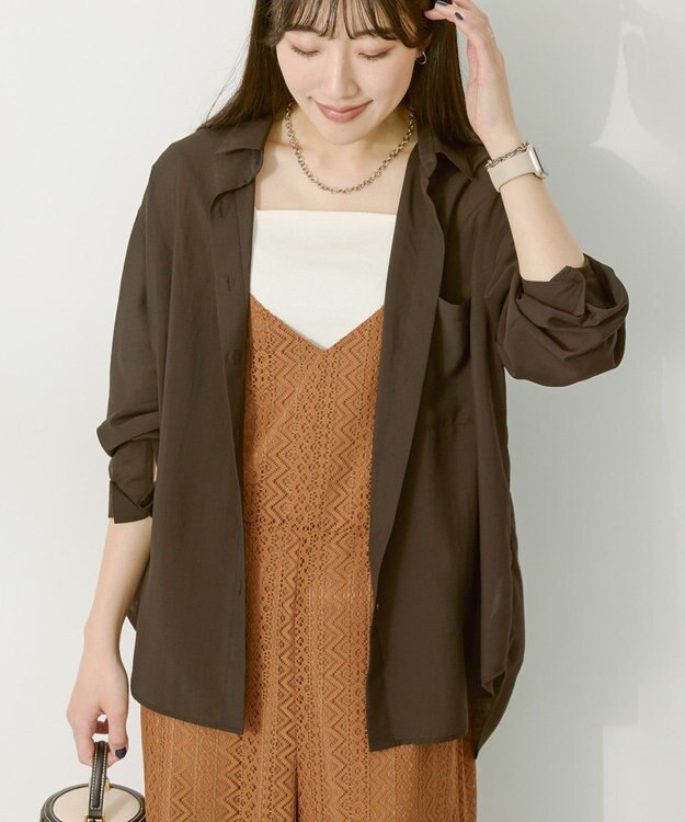 AMERICAN HOLIC シアーボイルオーバーシルエットシャツ Black