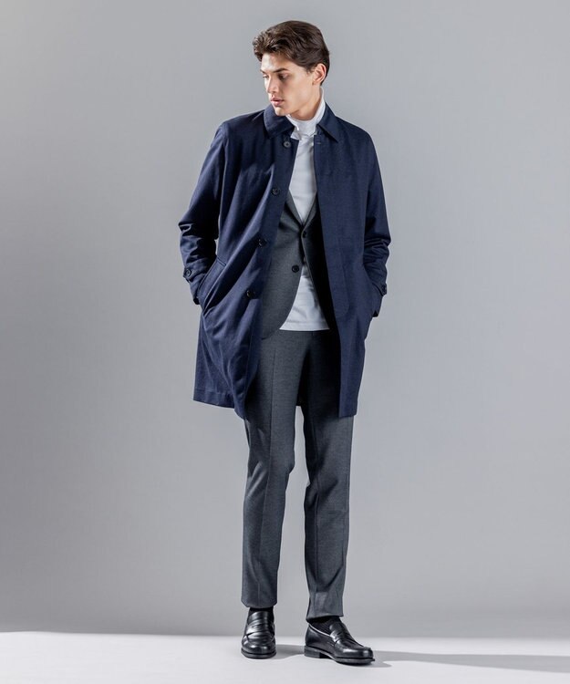 JOSEPH HOMME ムリネジャガードジャージー　ステンカラーコート ネイビー系