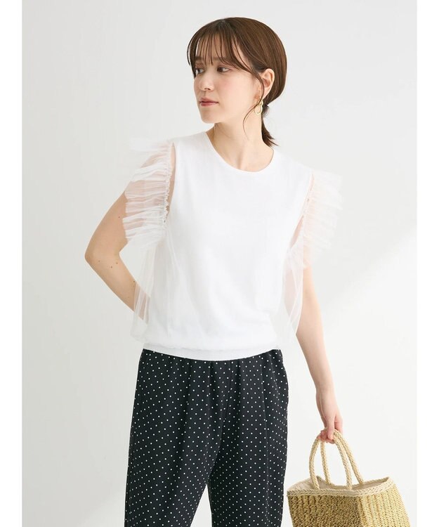 Green Parks ・swing by チュールレイヤーノースリーブニット Off White