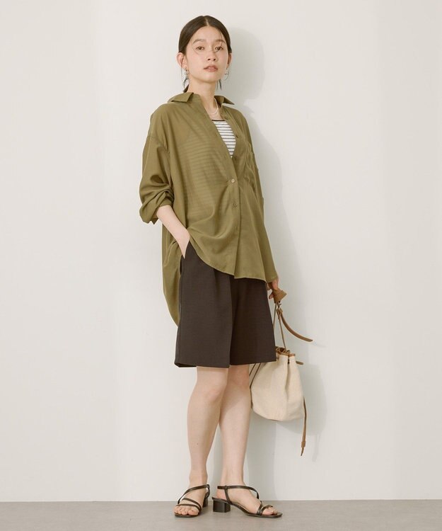 AMERICAN HOLIC シアーボイルオーバーシルエットシャツ Ivory