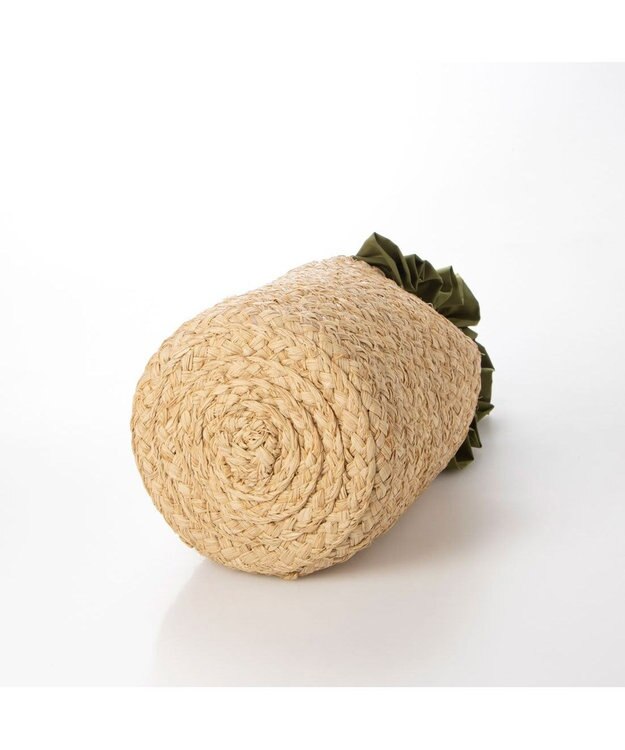 UNBILLION cachecache フリルハンドルラフィアバケツバッグ グリーン