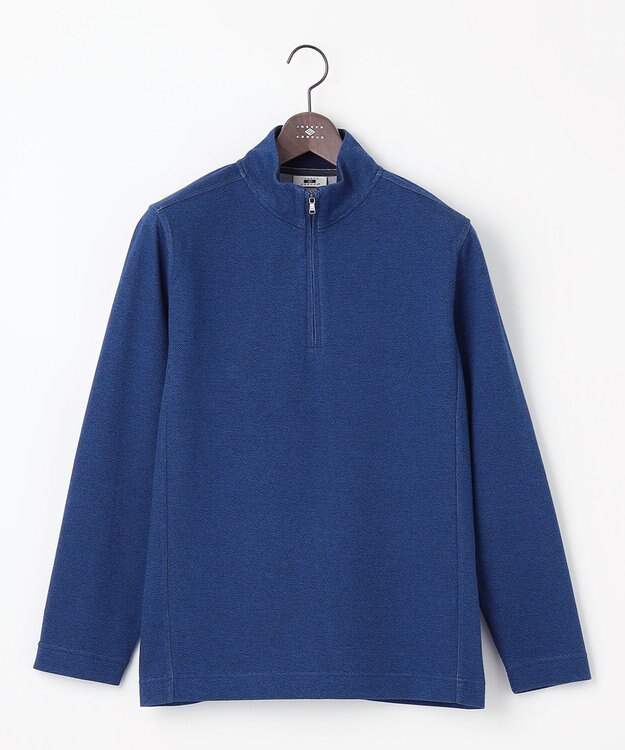 JOSEPH ABBOUD 【快適な着心地・イージーケア】カノコダブルフェイス ハイネック ZIP プルオーバー ブルー系