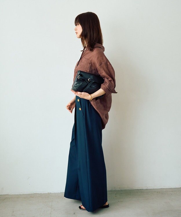 YECCA VECCA 3wayシアーリネンシャツ Brown