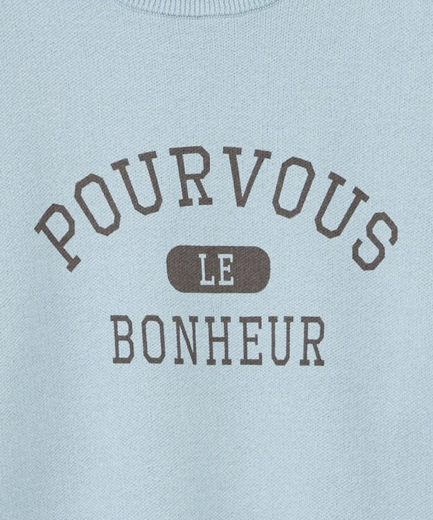 earth music&ecology 【洗濯機洗い可】スウェットライクロゴニットプルオーバー ライトブルー