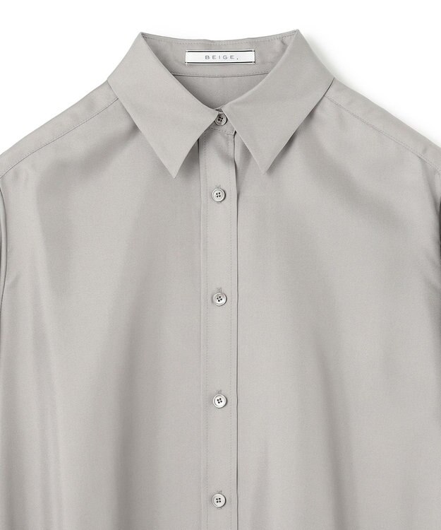 BEIGE， 【洗える】LISERONS / シルクシャツブラウス L Gray