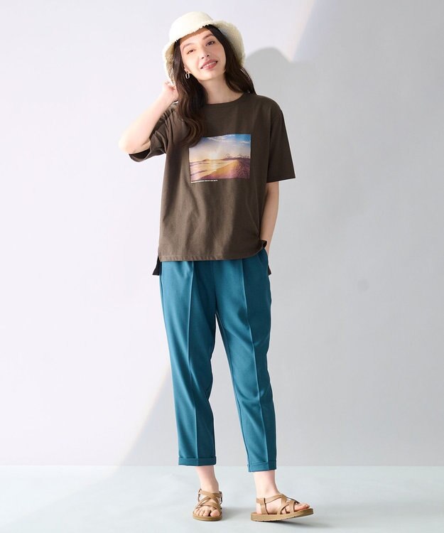 ANY L 【接触冷感/UVケア】アソートロゴ半袖Tシャツ ブラウンフォト