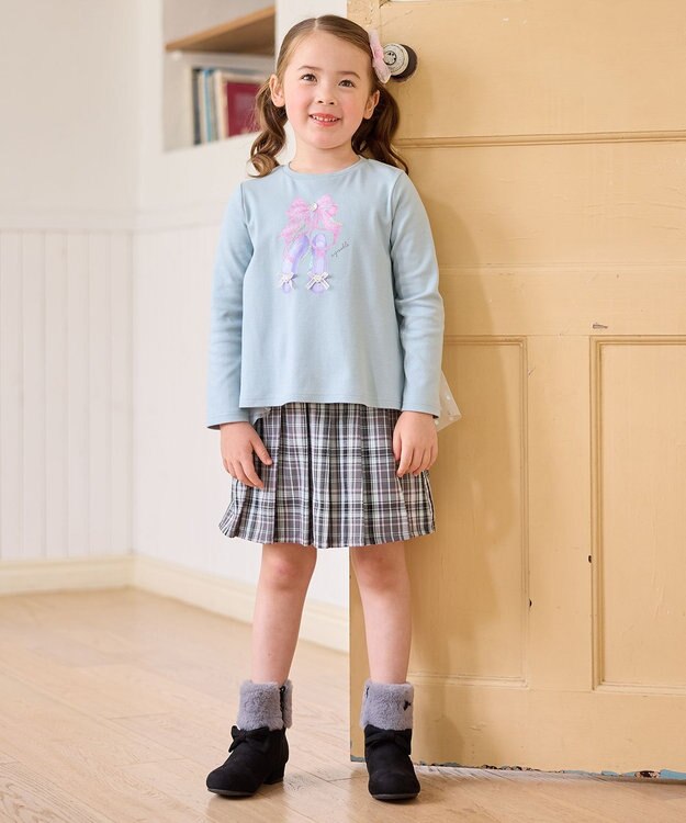 ANY KIDS ラメチェックプリーツスカパン チャコール系