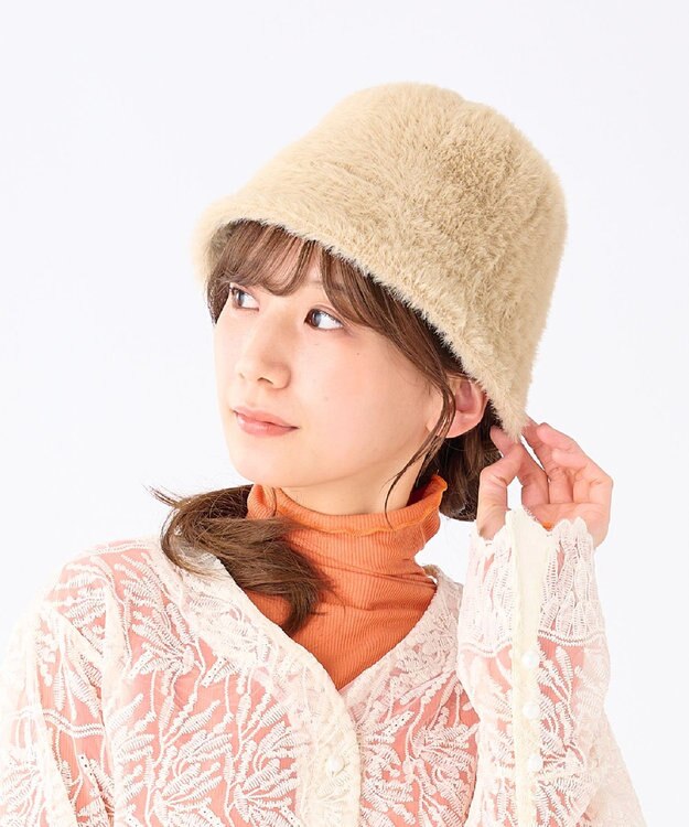 MOONBAT estaa ボリュームヘアリーサーモ バケットハット／サイズ調整可／手洗い ベージュ
