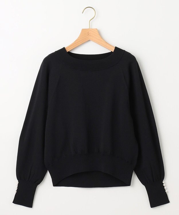 組曲 S 【パールボタン付】ブーケカラーリラクシー ニット ブラック系