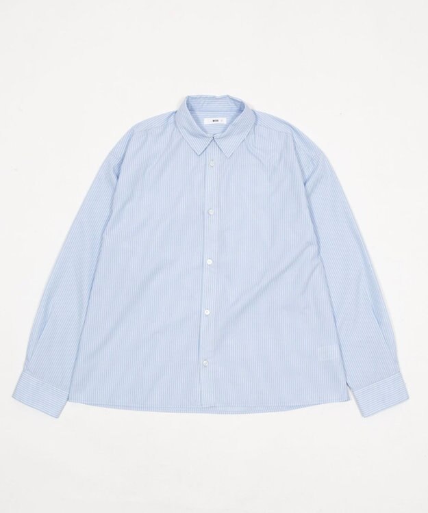 WEGO 【ユニセックス着用ITEM/MLサイズ展開】クロップドブロードシャツ ブルーストライプ