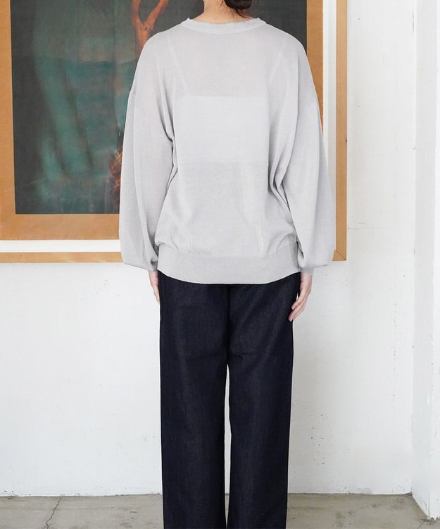 TOQUE 〈大草直子さんアドバイザー〉ウォッシャブルシルク×コットン ニットロングスリーブ グレー