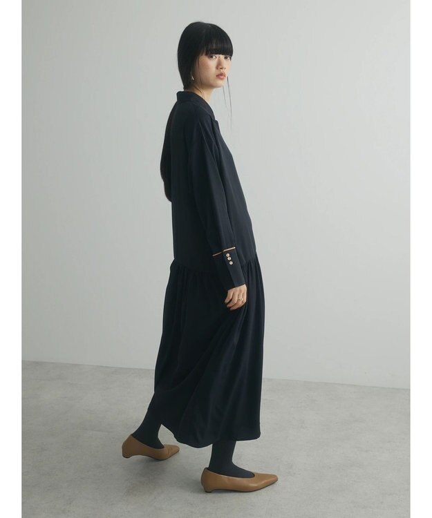 Green Parks armonia．配色シャツワンピース Black